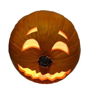 Vintage Halloween Light Up Jack O Lantern Pumpkin Face Decor 13" Decor